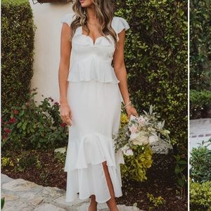 Show me your Mumu Reese midi dress white ruffle cutouts